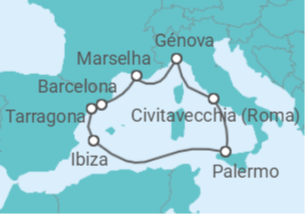 Itinerário do Cruzeiro França, Itália, Espanha - MSC Cruzeiros