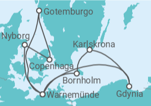 Itinerário do Cruzeiro Dinamarca, Suécia, Alemanha, Polónia - AIDA