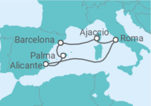 Itinerário do Cruzeiro Espanha, Itália, França TI - AIDA