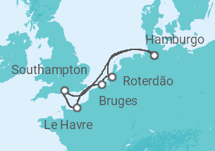 Itinerário do Cruzeiro Reino Unido, França, Bélgica, Holanda TI - AIDA