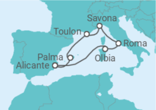 Itinerário do Cruzeiro Espanha, Itália, França - Costa Cruzeiros
