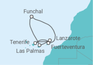 Itinerário do Cruzeiro Ilhas Canárias TI - Costa Cruzeiros