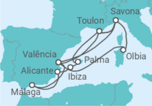 Itinerário do Cruzeiro França, Itália, Espanha TI - Costa Cruzeiros