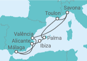 Itinerário do Cruzeiro Espanha, França TI - Costa Cruzeiros