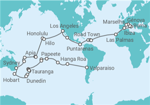 Itinerário do Cruzeiro Volta ao mundo - MSC Cruzeiros