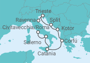 Itinerário do Cruzeiro Itália, Grécia, Montenegro, Croácia - NCL Norwegian Cruise Line