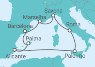 Itinerário do Cruzeiro Espanha, Itália, França - Costa Cruzeiros