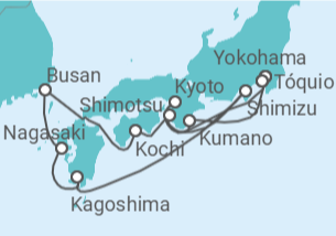 Itinerário do Cruzeiro Viagem Completa ao Japão com Fogo de Artifício em Kumano, desde Lisboa - Princess Cruises