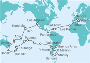 Itinerário do Cruzeiro Volta ao mundo - MSC Cruzeiros