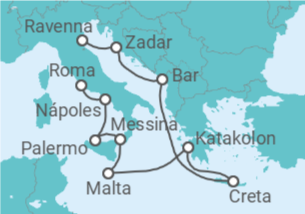 Itinerário do Cruzeiro Grécia, Malta, Itália - Princess Cruises