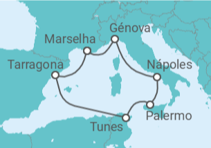 Itinerário do Cruzeiro Itália, Tunísia, Espanha - MSC Cruzeiros