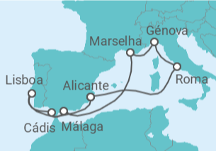 Itinerário do Cruzeiro Itália, França, Espanha, Portugal - MSC Cruzeiros