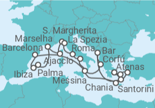 Itinerário do Cruzeiro Itália, Grécia, Turquia, Espanha, França - Princess Cruises