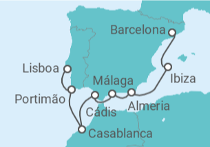 Itinerário do Cruzeiro Portugal, Marrocos, Espanha - Oceania Cruises