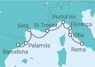Itinerário do Cruzeiro Espanha, França, Itália - Oceania Cruises