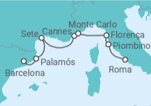 Itinerário do Cruzeiro Espanha, França, Monaco, Itália - Oceania Cruises