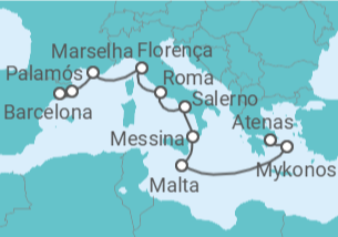 Itinerário do Cruzeiro Espanha, França, Itália, Malta, Grécia - Oceania Cruises