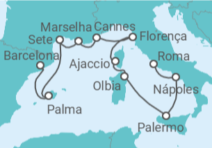 Itinerário do Cruzeiro De Barcelona a Civitavecchia (Roma) - Oceania Cruises