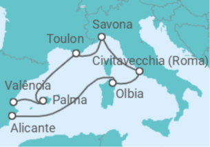 Itinerário do Cruzeiro Itália, França, Espanha - Costa Cruzeiros