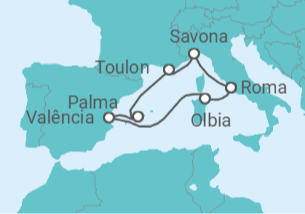 Itinerário do Cruzeiro Itália, França, Espanha - Costa Cruzeiros