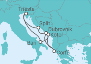 Itinerário do Cruzeiro Itália, Montenegro, Grécia, Croácia - Costa Cruzeiros
