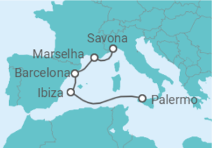 Itinerário do Cruzeiro França, Espanha TI - Costa Cruzeiros