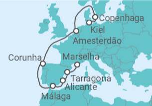Itinerário do Cruzeiro Dinamarca, Holanda, Espanha com Bebidas - MSC Cruzeiros