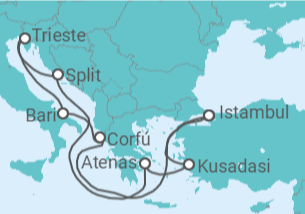 Itinerário do Cruzeiro Croácia, Grécia, Turquia, Itália com Bebidas - MSC Cruzeiros