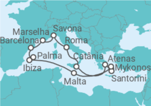 Itinerário do Cruzeiro Itália, Grécia, Malta, Espanha, França TI - Costa Cruzeiros