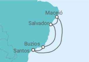 Itinerário do Cruzeiro Brasil TI - MSC Cruzeiros