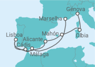 Itinerário do Cruzeiro Espanha, Portugal, Itália TI - MSC Cruzeiros