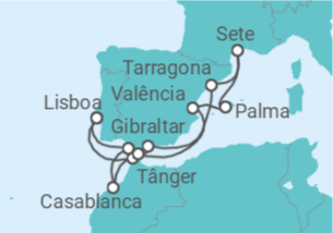 Itinerário do Cruzeiro Espanha, Marrocos, Portugal - Celestyal Cruises