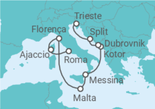 Itinerário do Cruzeiro França, Itália, Malta, Montenegro, Croácia - Princess Cruises