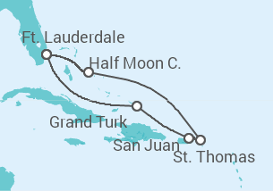 Itinerário do Cruzeiro Ilhas Virgens Americanas, Porto Rico, Bahamas - Holland America Line