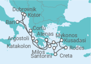 Itinerário do Cruzeiro Grécia, Croácia, Montenegro, Itália, Turquia - Celestyal Cruises