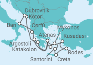 Itinerário do Cruzeiro Turquia, Grécia, Montenegro, Croácia, Itália - Celestyal Cruises