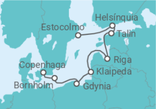 Itinerário do Cruzeiro Dinamarca, Polónia, Lituânia, Letónia, Estónia, Finlândia, Suécia - Silversea