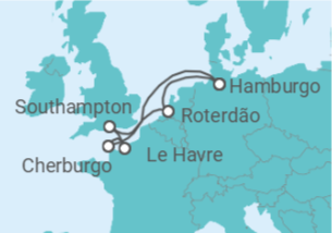 Itinerário do Cruzeiro Tesouros da Europa do Norte com Voos  - MSC Cruzeiros