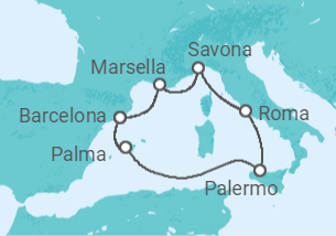 Itinerário do Cruzeiro Itália, França, Espanha TI - Costa Cruzeiros