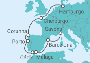 Itinerário do Cruzeiro Espanha, Portugal, França TI - Costa Cruzeiros