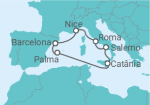 Itinerário do Cruzeiro França, Itália, Espanha - Virgin Voyages