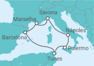 Itinerário do Cruzeiro Mediterrâneo dos Sonhos - Costa Cruzeiros
