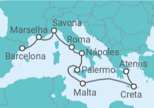 Itinerário do Cruzeiro De Barcelona a Atenas - Costa Cruzeiros