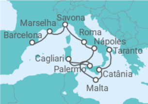 Itinerário do Cruzeiro De Barcelona a Tarento (Italia) - Costa Cruzeiros