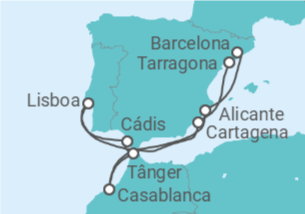 Itinerário do Cruzeiro Espanha, Portugal, Marrocos TI - Costa Cruzeiros