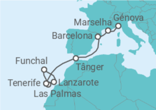 Itinerário do Cruzeiro Ilhas Canárias - Costa Cruzeiros