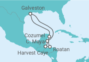 Itinerário do Cruzeiro México, Honduras - NCL Norwegian Cruise Line