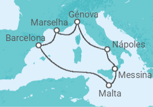 Itinerário do Cruzeiro Mediterrâneo Ocidental - MSC Cruzeiros