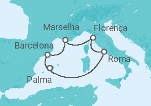 Itinerário do Cruzeiro Itália, França, Espanha - AIDA