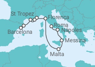 Itinerário do Cruzeiro Itália, Malta, Monaco, França, Espanha - Oceania Cruises